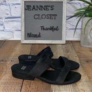 Eileen Fisher Finch Slide Leather Black Sandals